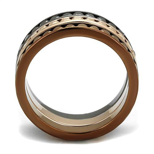 3W1208 - IP Rose Gold & IP Light Black & IP Light coffee Brass Ring with Top Grade Crystal  in Multi Color LuxuryLifeWay Online Store