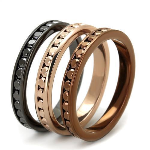 3W1208 - IP Rose Gold & IP Light Black & IP Light coffee Brass Ring with Top Grade Crystal  in Multi Color LuxuryLifeWay Online Store