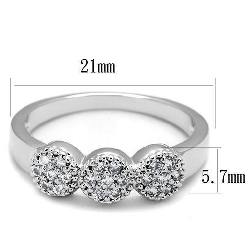 3W1220 - Rhodium Brass Ring with AAA Grade CZ  in Clear LuxuryLifeWay Online Store