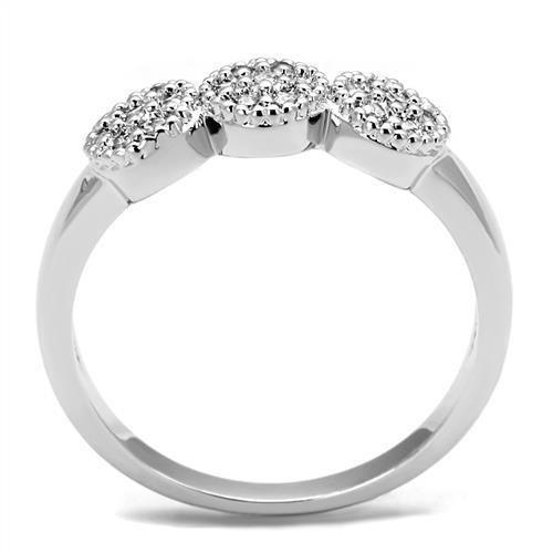 3W1220 - Rhodium Brass Ring with AAA Grade CZ  in Clear LuxuryLifeWay Online Store