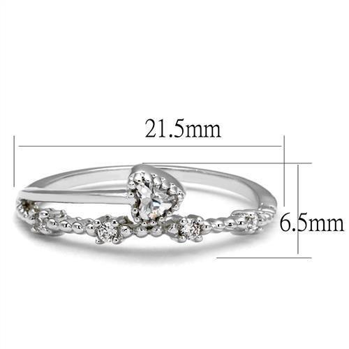 3W1223 - Rhodium Brass Ring with AAA Grade CZ  in Clear LuxuryLifeWay Online Store