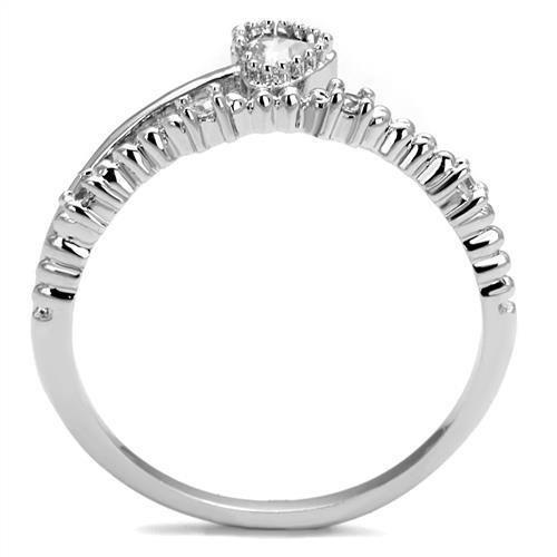 3W1223 - Rhodium Brass Ring with AAA Grade CZ  in Clear LuxuryLifeWay Online Store