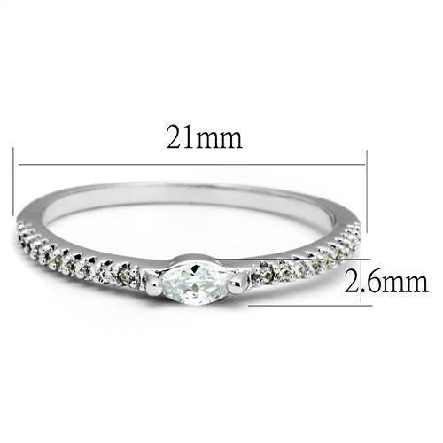 3W1225 - Rhodium Brass Ring with AAA Grade CZ  in Clear LuxuryLifeWay Online Store