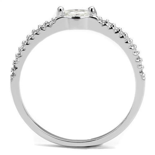3W1225 - Rhodium Brass Ring with AAA Grade CZ  in Clear LuxuryLifeWay Online Store