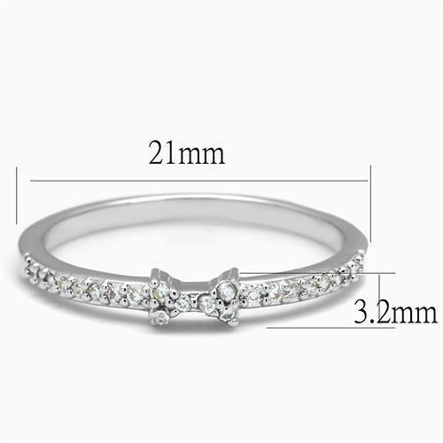 3W1228 - Rhodium Brass Ring with AAA Grade CZ  in Clear LuxuryLifeWay Online Store