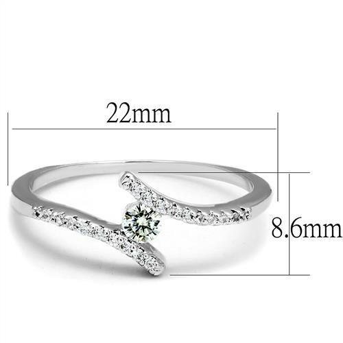 3W1237 - Rhodium Brass Ring with AAA Grade CZ  in Clear LuxuryLifeWay Online Store