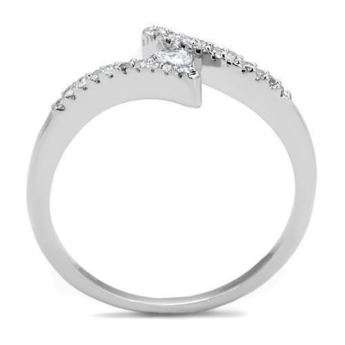 3W1237 - Rhodium Brass Ring with AAA Grade CZ  in Clear LuxuryLifeWay Online Store