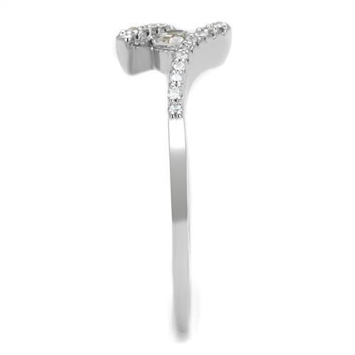 3W1237 - Rhodium Brass Ring with AAA Grade CZ  in Clear LuxuryLifeWay Online Store