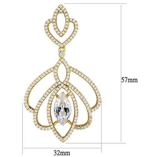 3W1324 - Gold Brass Earrings with AAA Grade CZ  in Clear LuxuryLifeWay Online Store