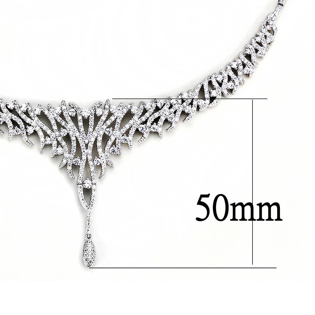 3W1413 - Rhodium Brass Jewelry Sets with AAA Grade CZ  in Clear LuxuryLifeWay Online Store