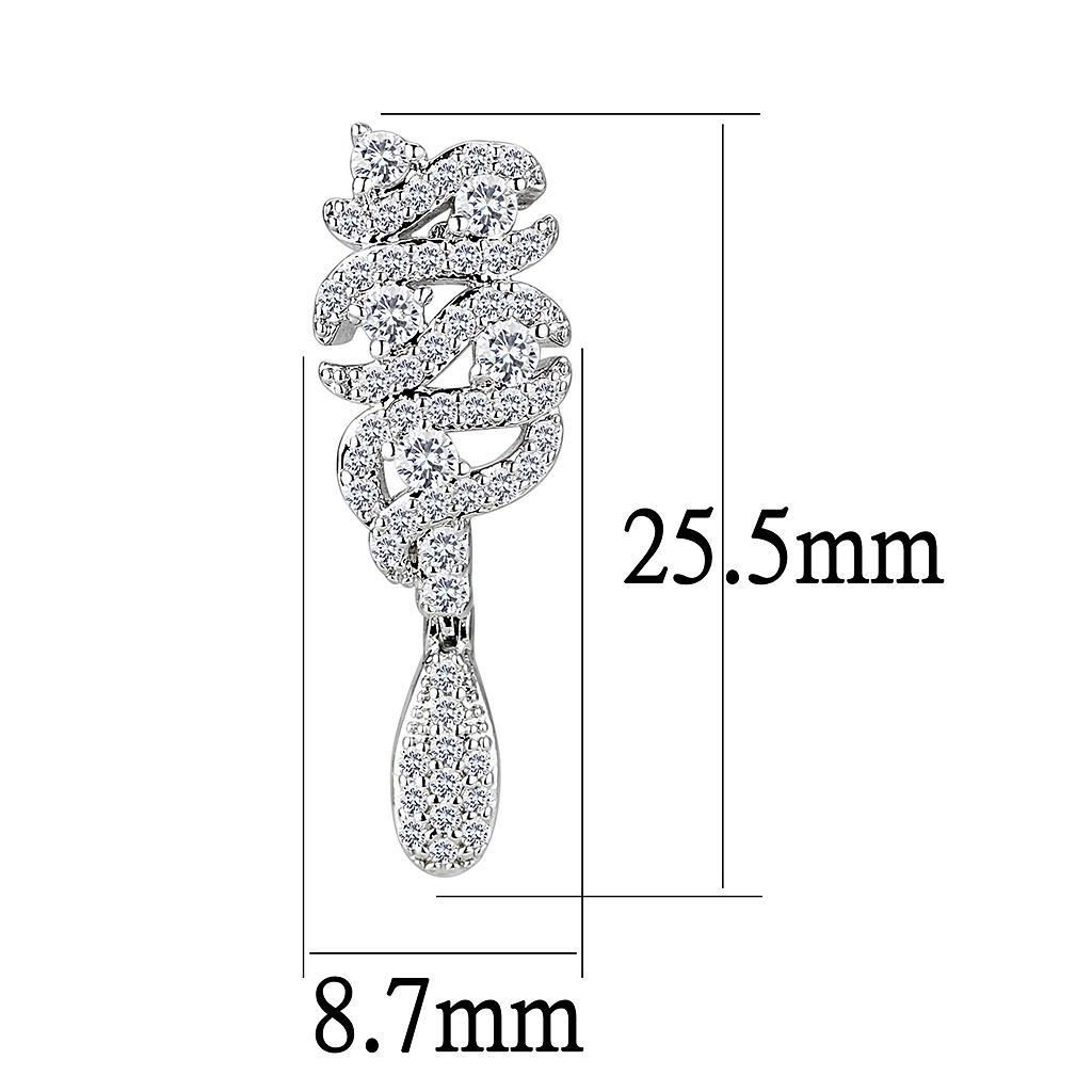 3W1413 - Rhodium Brass Jewelry Sets with AAA Grade CZ  in Clear LuxuryLifeWay Online Store