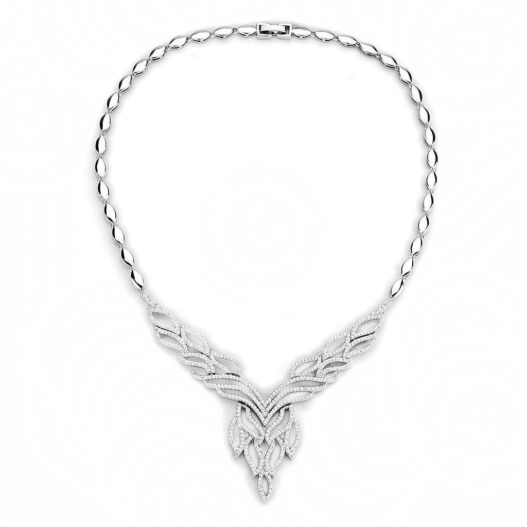 3W1418 - Rhodium Brass Jewelry Sets with AAA Grade CZ  in Clear LuxuryLifeWay Online Store