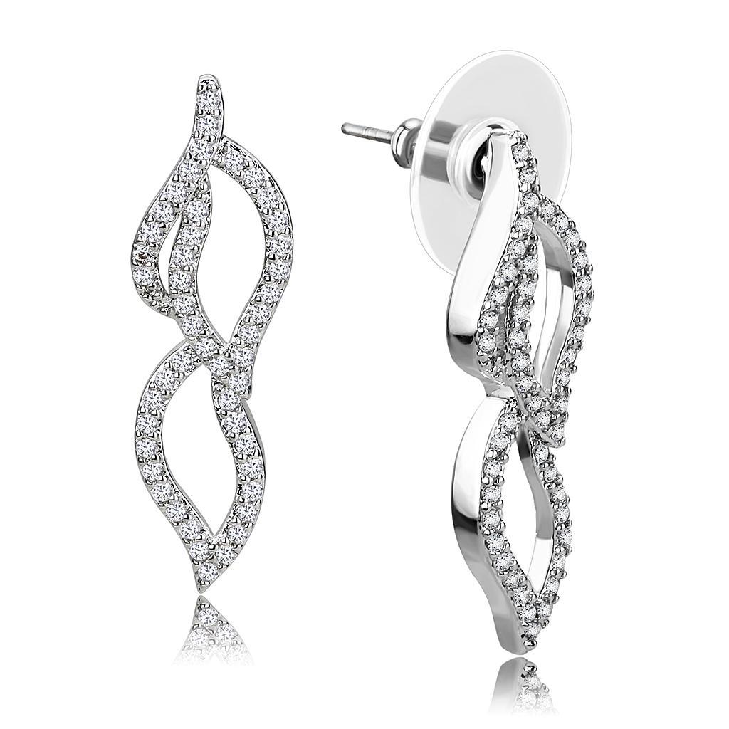 3W1418 - Rhodium Brass Jewelry Sets with AAA Grade CZ  in Clear LuxuryLifeWay Online Store