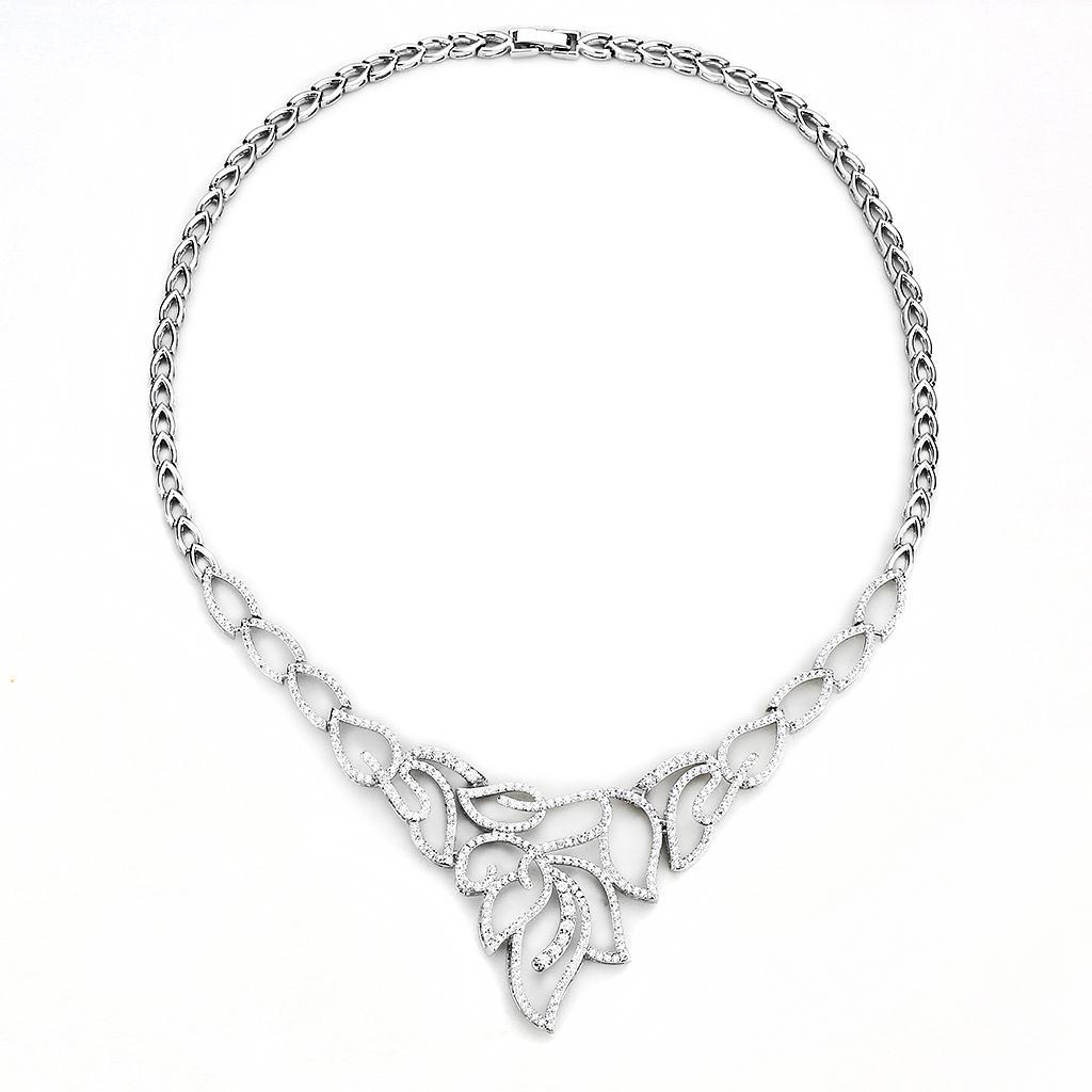 3W1420 - Rhodium Brass Jewelry Sets with AAA Grade CZ  in Clear LuxuryLifeWay Online Store
