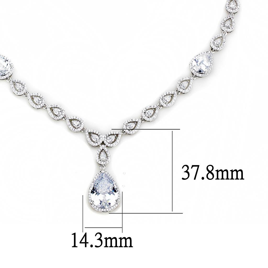 3W1427 - Rhodium Brass Jewelry Sets with AAA Grade CZ  in Clear LuxuryLifeWay Online Store
