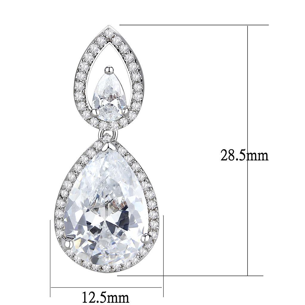 3W1427 - Rhodium Brass Jewelry Sets with AAA Grade CZ  in Clear LuxuryLifeWay Online Store