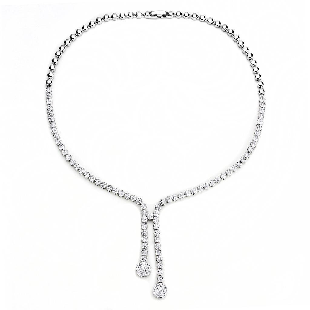 3W1428 - Rhodium Brass Jewelry Sets with AAA Grade CZ  in Clear LuxuryLifeWay Online Store