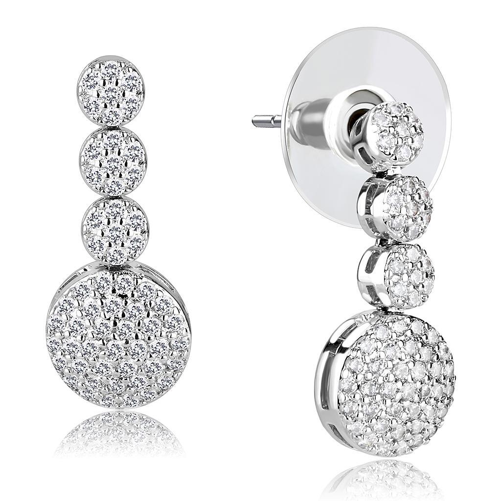 3W1428 - Rhodium Brass Jewelry Sets with AAA Grade CZ  in Clear LuxuryLifeWay Online Store