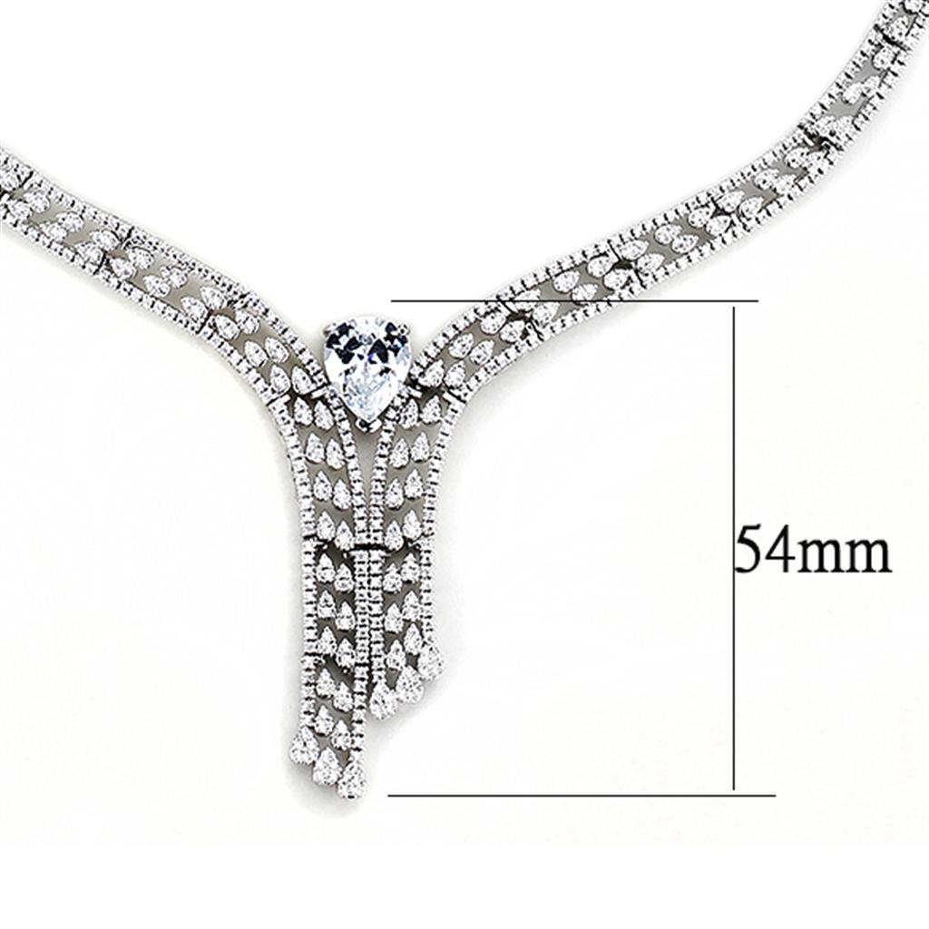 3W1434 - Rhodium Brass Jewelry Sets with AAA Grade CZ  in Clear LuxuryLifeWay Online Store