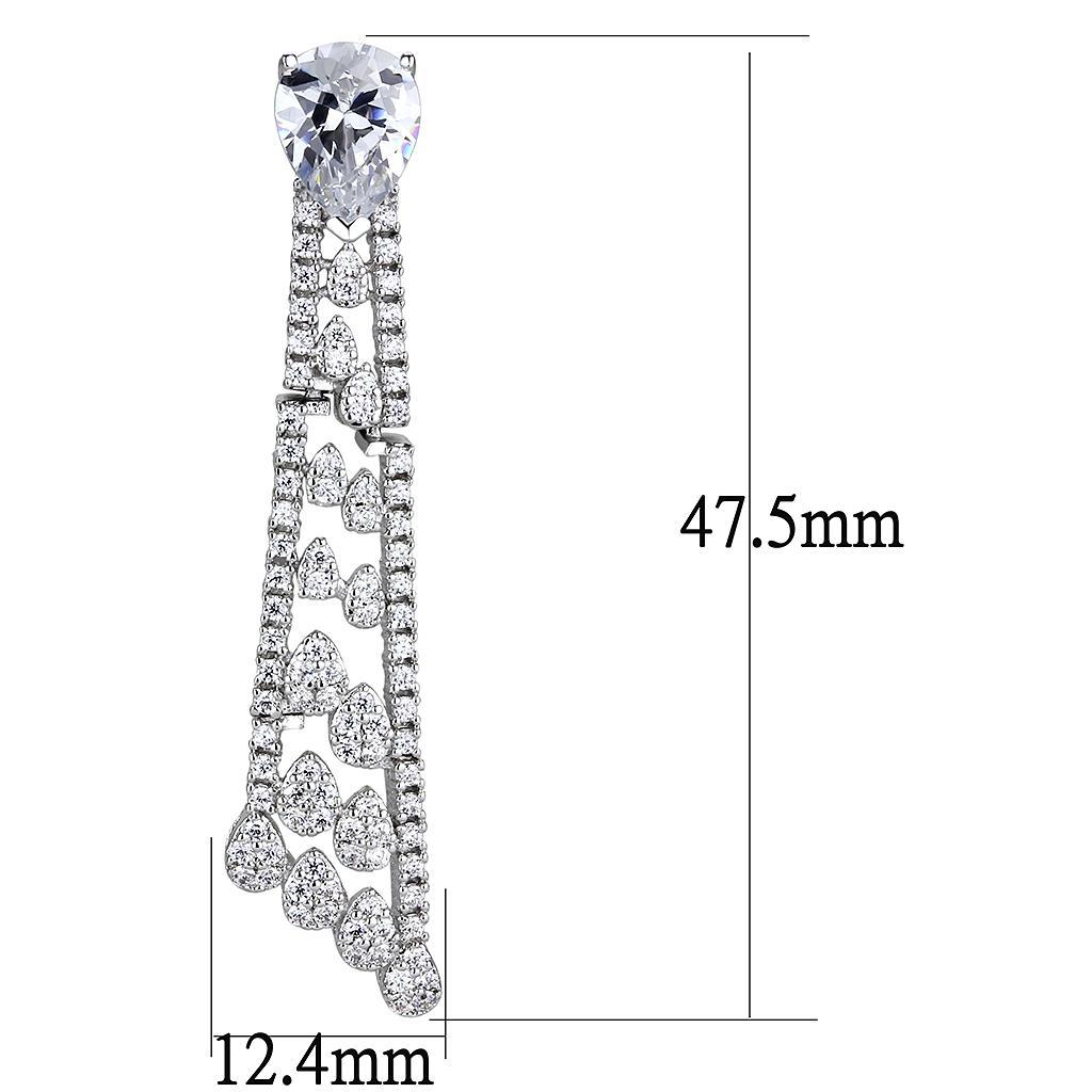 3W1434 - Rhodium Brass Jewelry Sets with AAA Grade CZ  in Clear LuxuryLifeWay Online Store