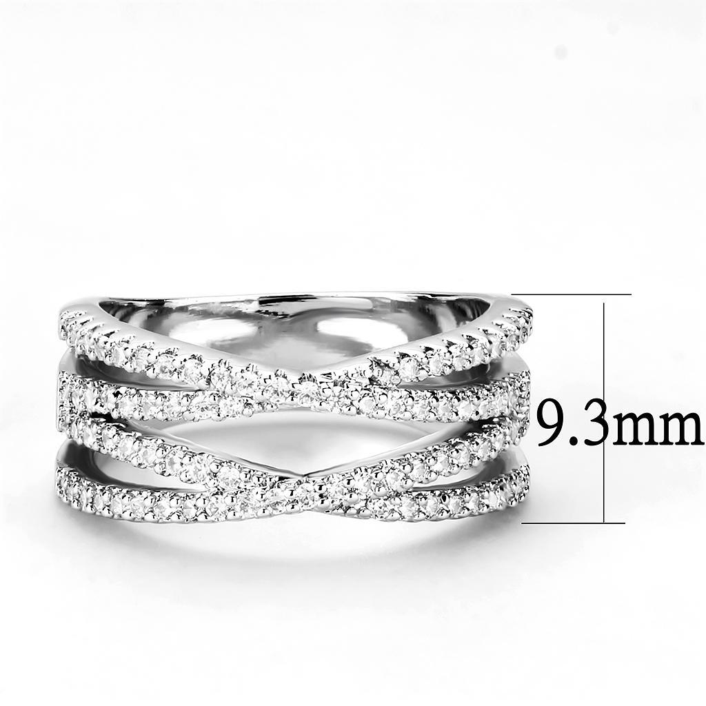 3W1450 - Rhodium Brass Ring with AAA Grade CZ  in Clear LuxuryLifeWay Online Store