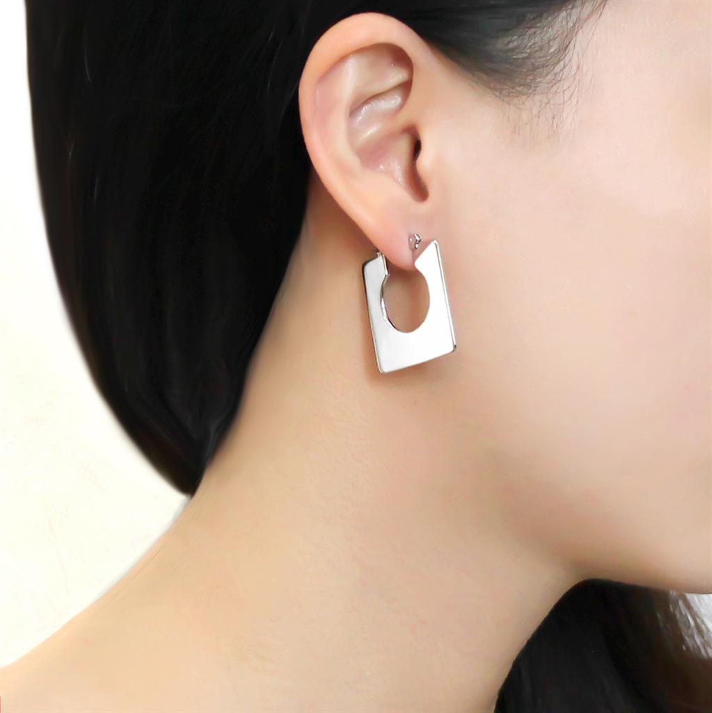 3W1500 - Rhodium Brass Earrings with No Stone LuxuryLifeWay Online Store