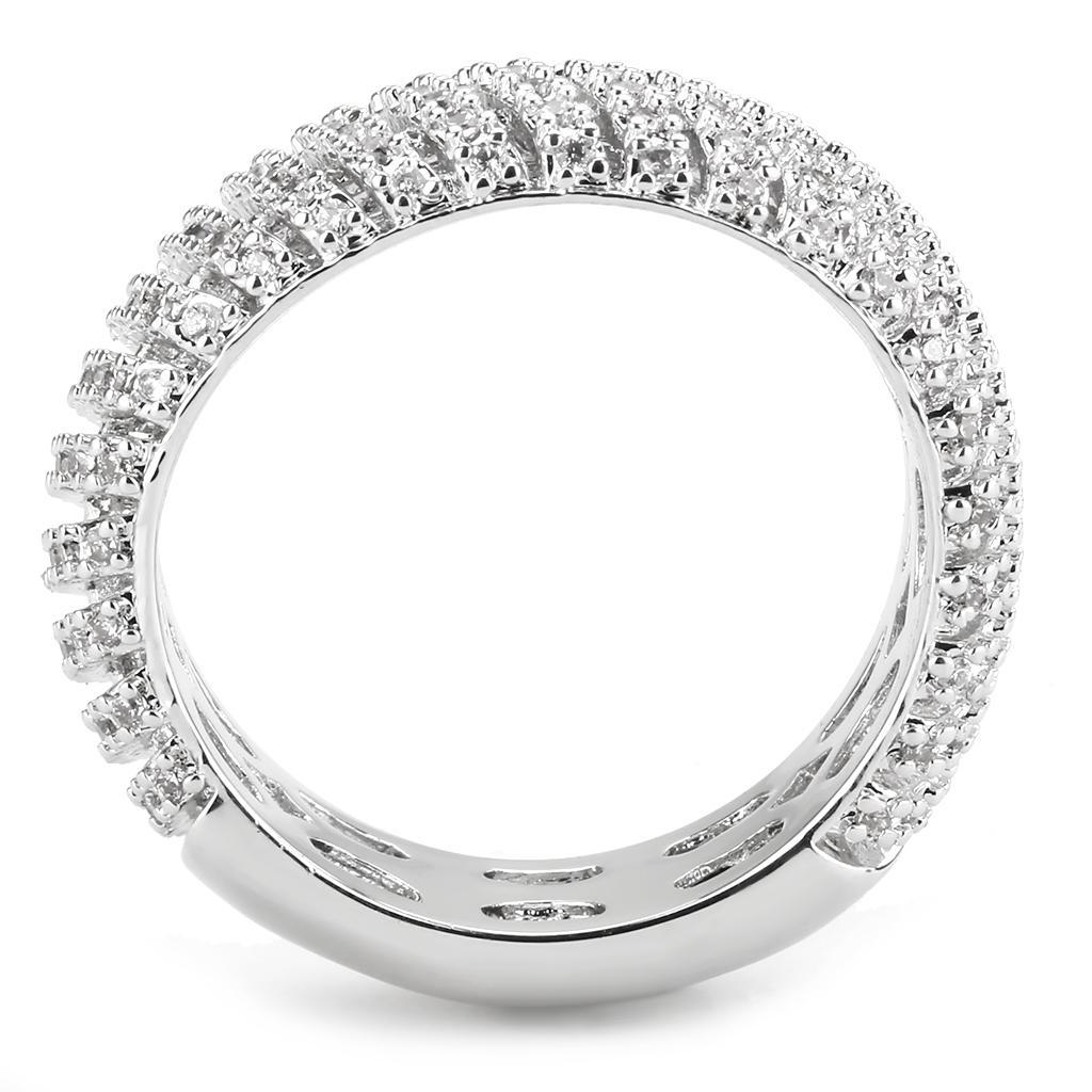 3W1550 - Rhodium Brass Ring with AAA Grade CZ  in Clear LuxuryLifeWay Online Store
