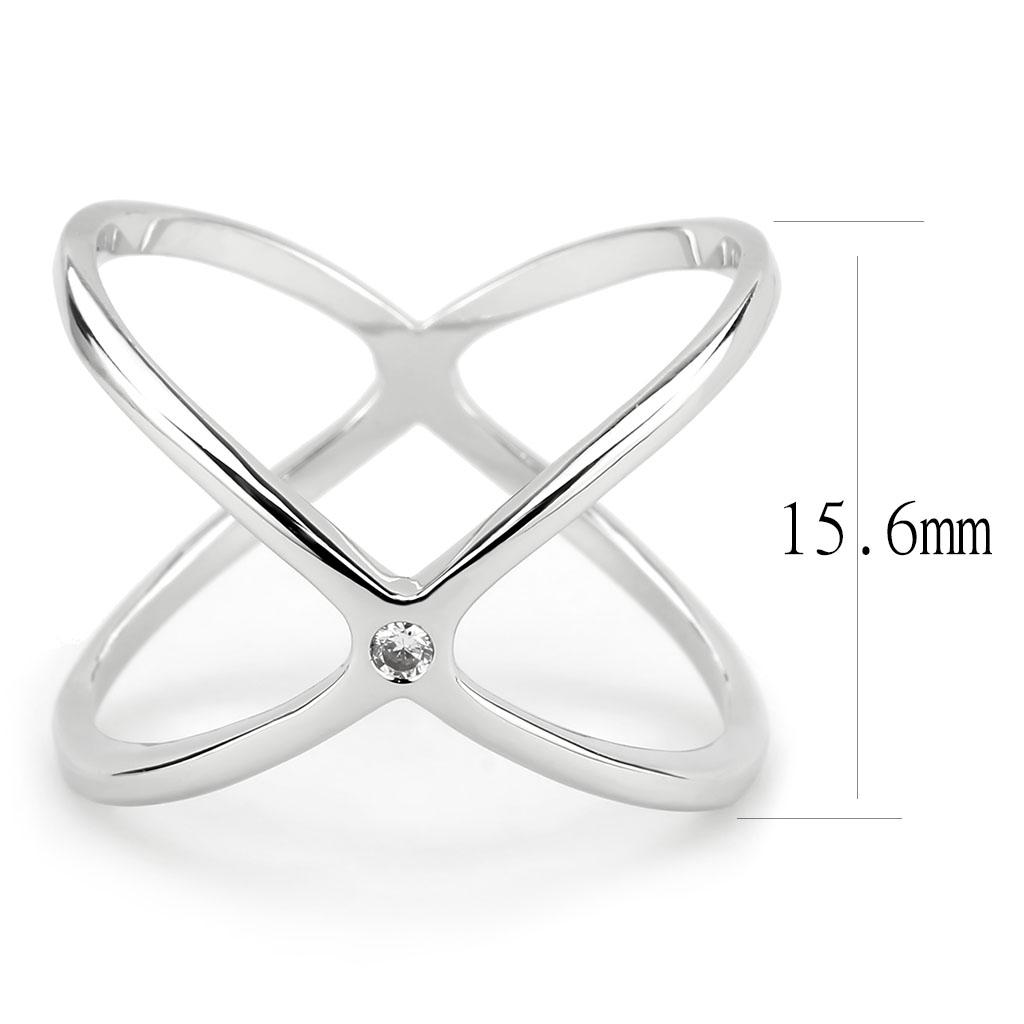 3W1584 - Rhodium Brass Ring with AAA Grade CZ  in Clear LuxuryLifeWay Online Store