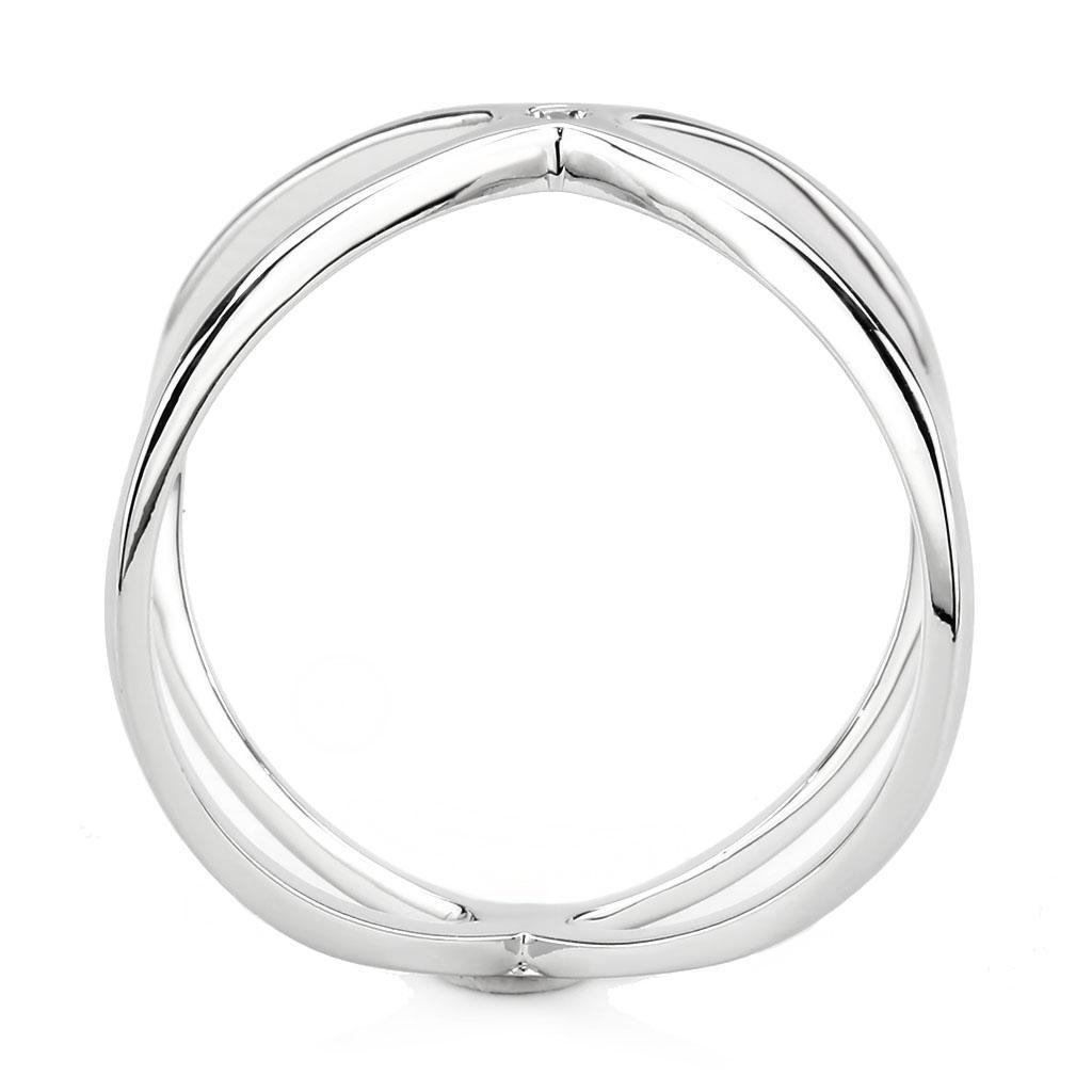 3W1584 - Rhodium Brass Ring with AAA Grade CZ  in Clear LuxuryLifeWay Online Store