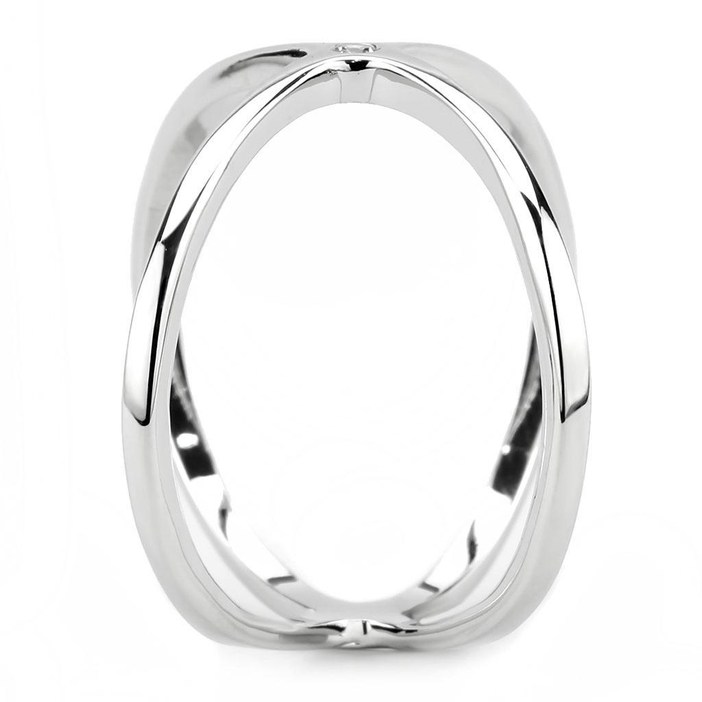 3W1584 - Rhodium Brass Ring with AAA Grade CZ  in Clear LuxuryLifeWay Online Store