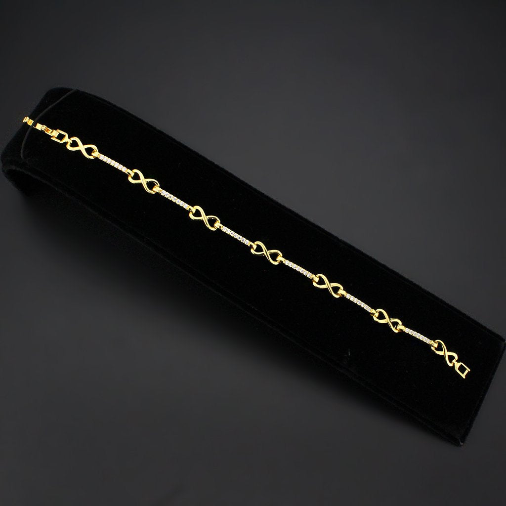 3W1629 - Flash Gold Brass Bracelet with AAA Grade CZ in Clear LuxuryLifeWay Online Store