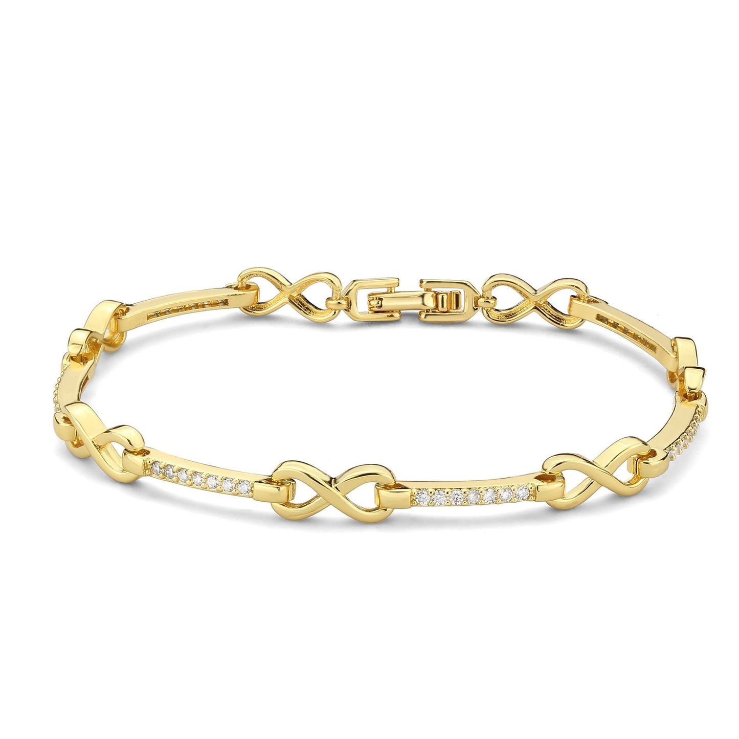 3W1629 - Flash Gold Brass Bracelet with AAA Grade CZ in Clear LuxuryLifeWay Online Store