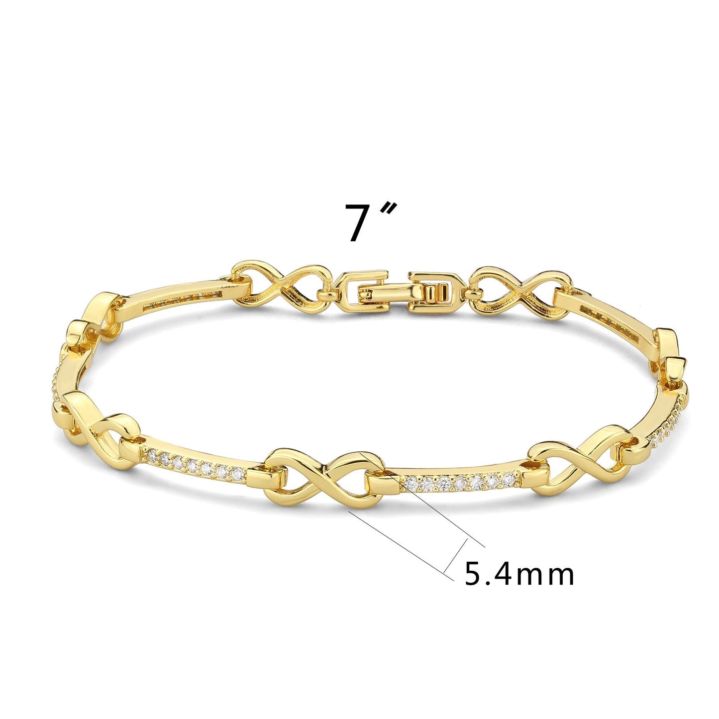 3W1629 - Flash Gold Brass Bracelet with AAA Grade CZ in Clear LuxuryLifeWay Online Store