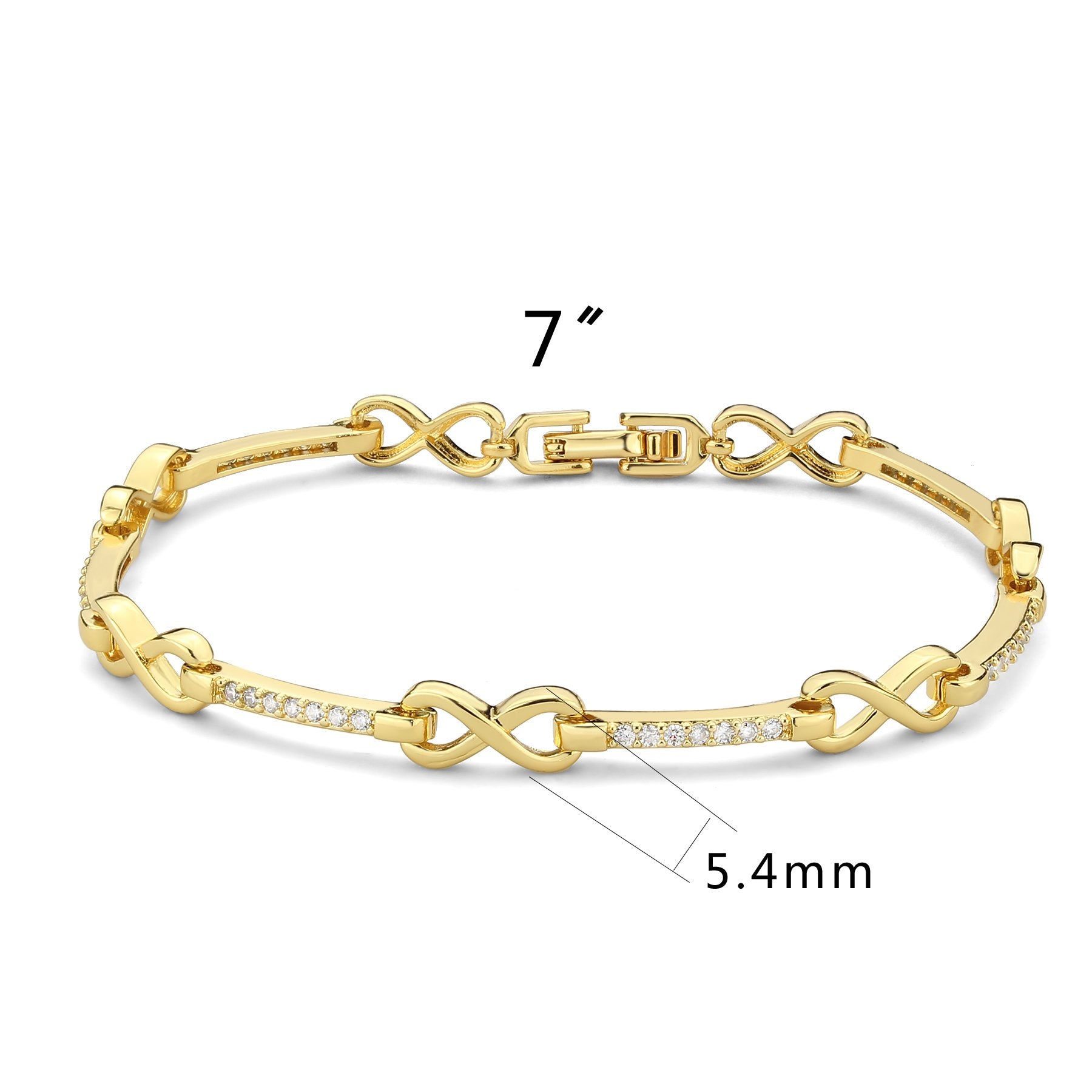 3W1629 - Flash Gold Brass Bracelet with AAA Grade CZ in Clear LuxuryLifeWay Online Store
