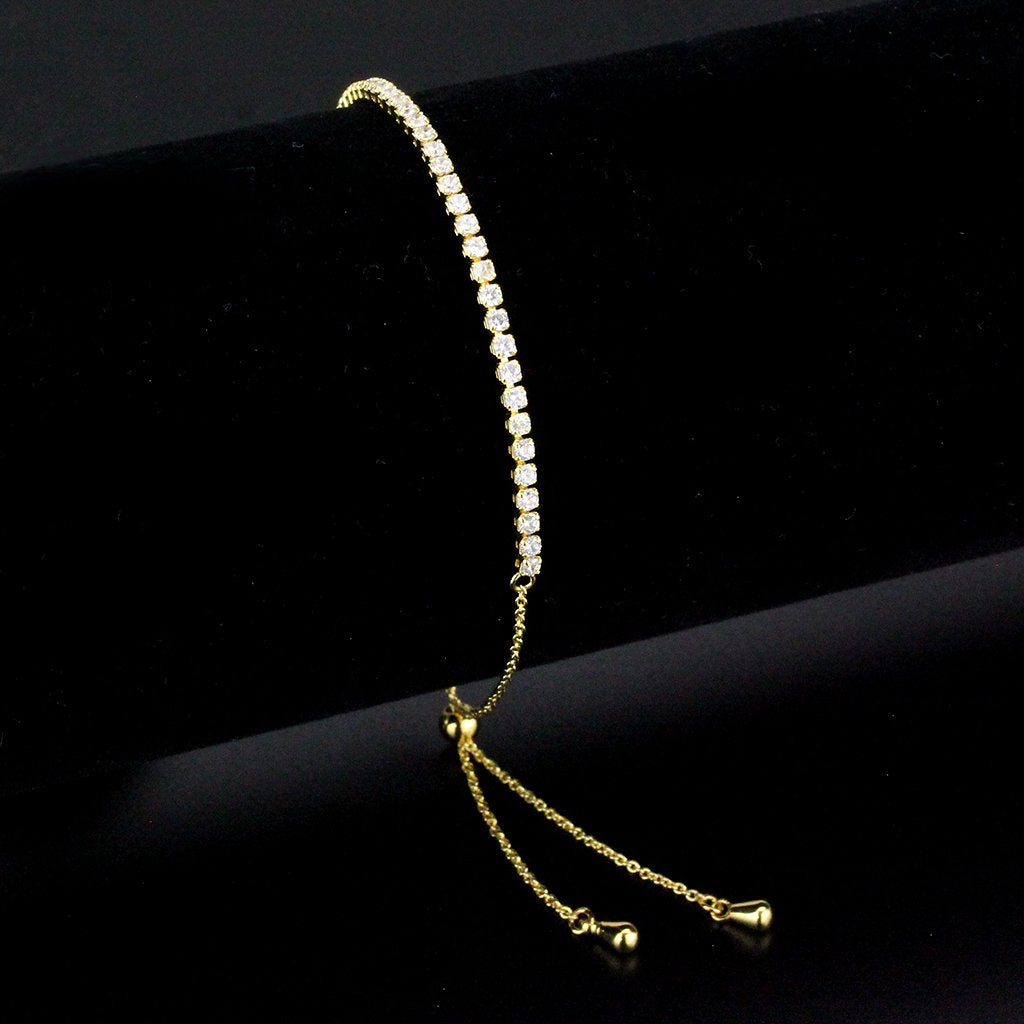 3W1638 - Gold Brass Bracelet with AAA Grade CZ in Clear LuxuryLifeWay Online Store