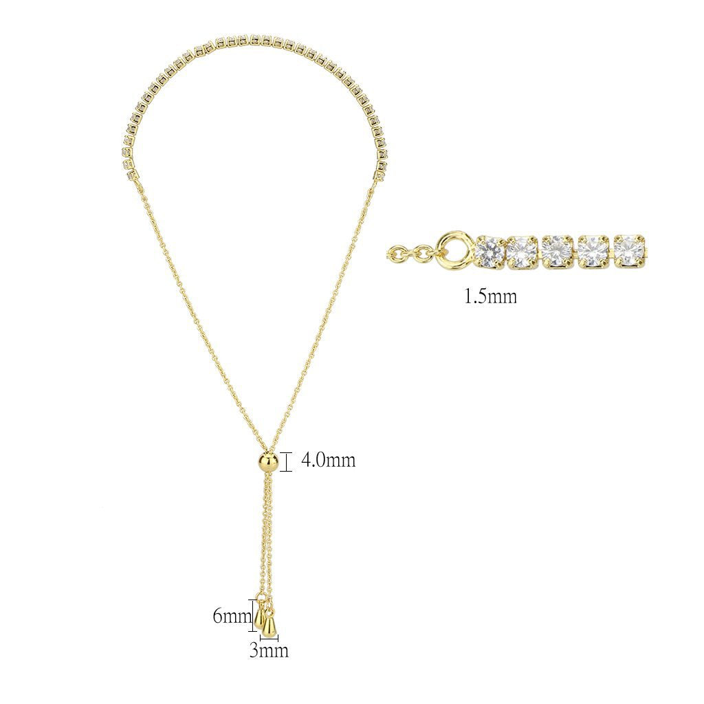 3W1638 - Gold Brass Bracelet with AAA Grade CZ in Clear LuxuryLifeWay Online Store