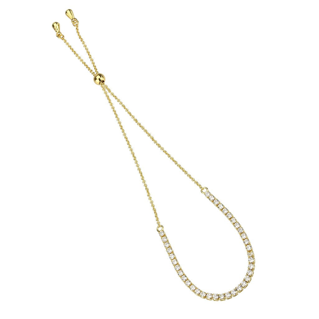 3W1638 - Gold Brass Bracelet with AAA Grade CZ in Clear LuxuryLifeWay Online Store