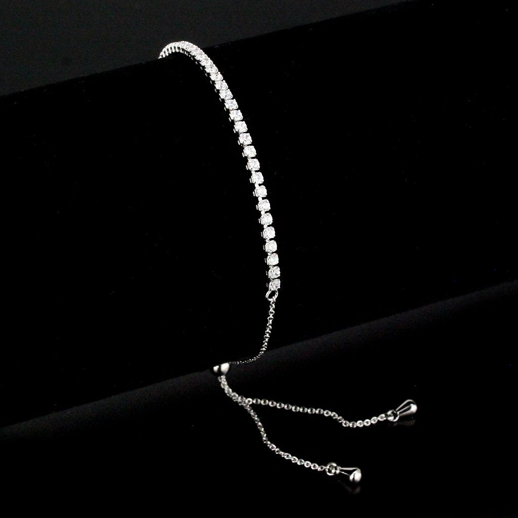 3W1640 - Rhodium Brass Bracelet with AAA Grade CZ in Clear LuxuryLifeWay Online Store