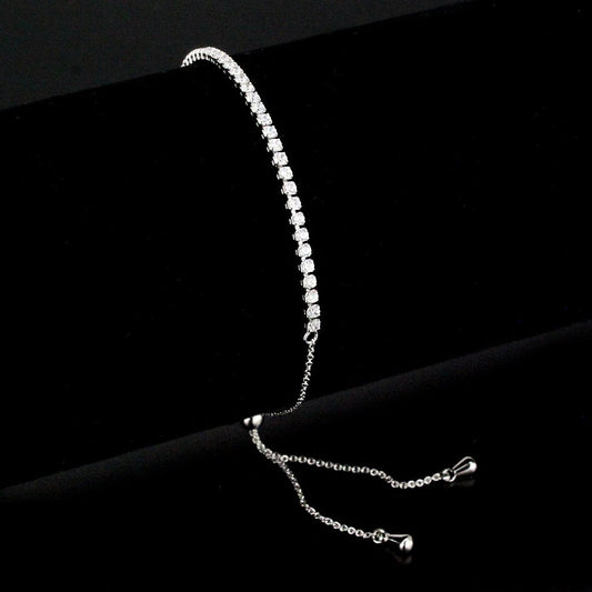 3W1640 - Rhodium Brass Bracelet with AAA Grade CZ in Clear LuxuryLifeWay Online Store