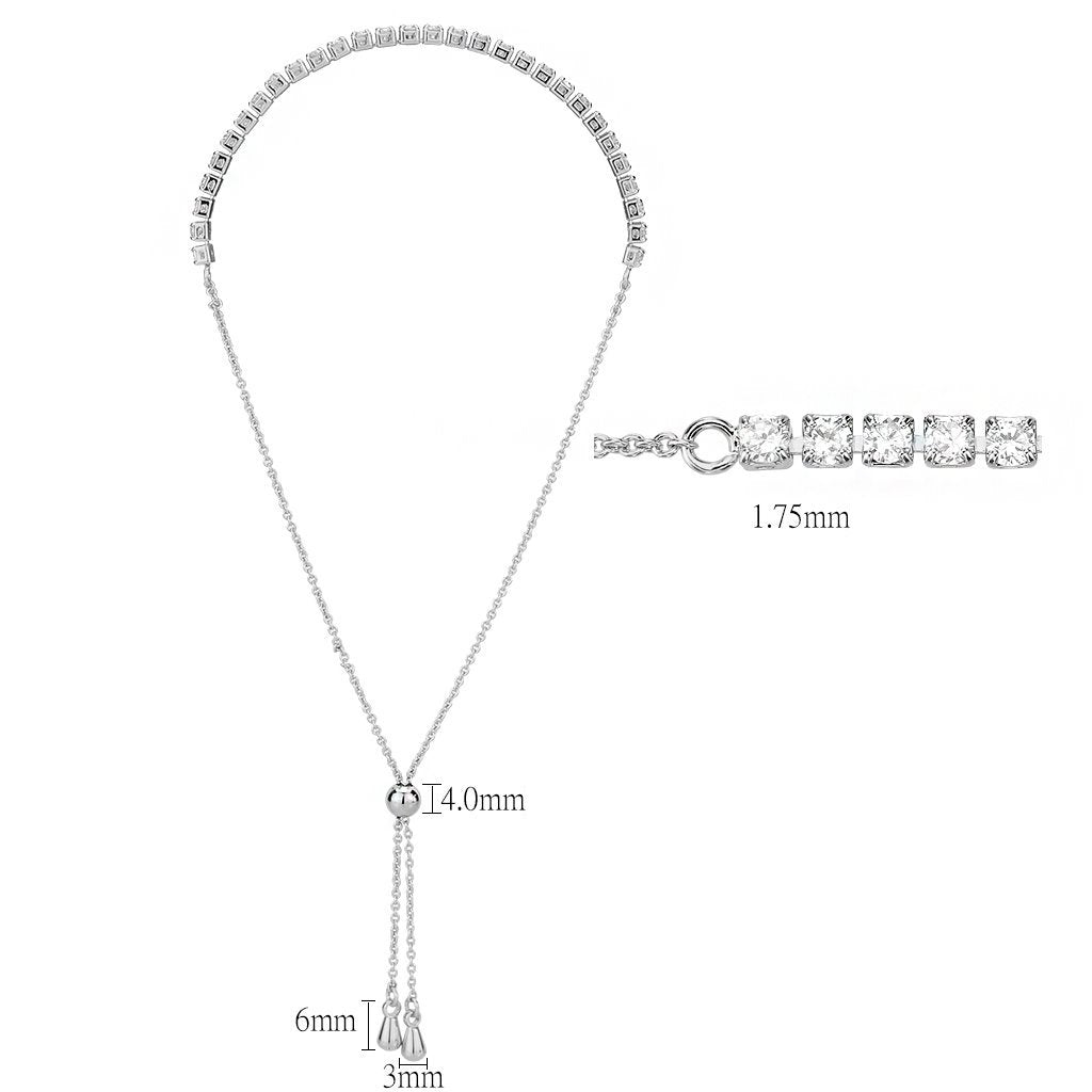 3W1640 - Rhodium Brass Bracelet with AAA Grade CZ in Clear LuxuryLifeWay Online Store
