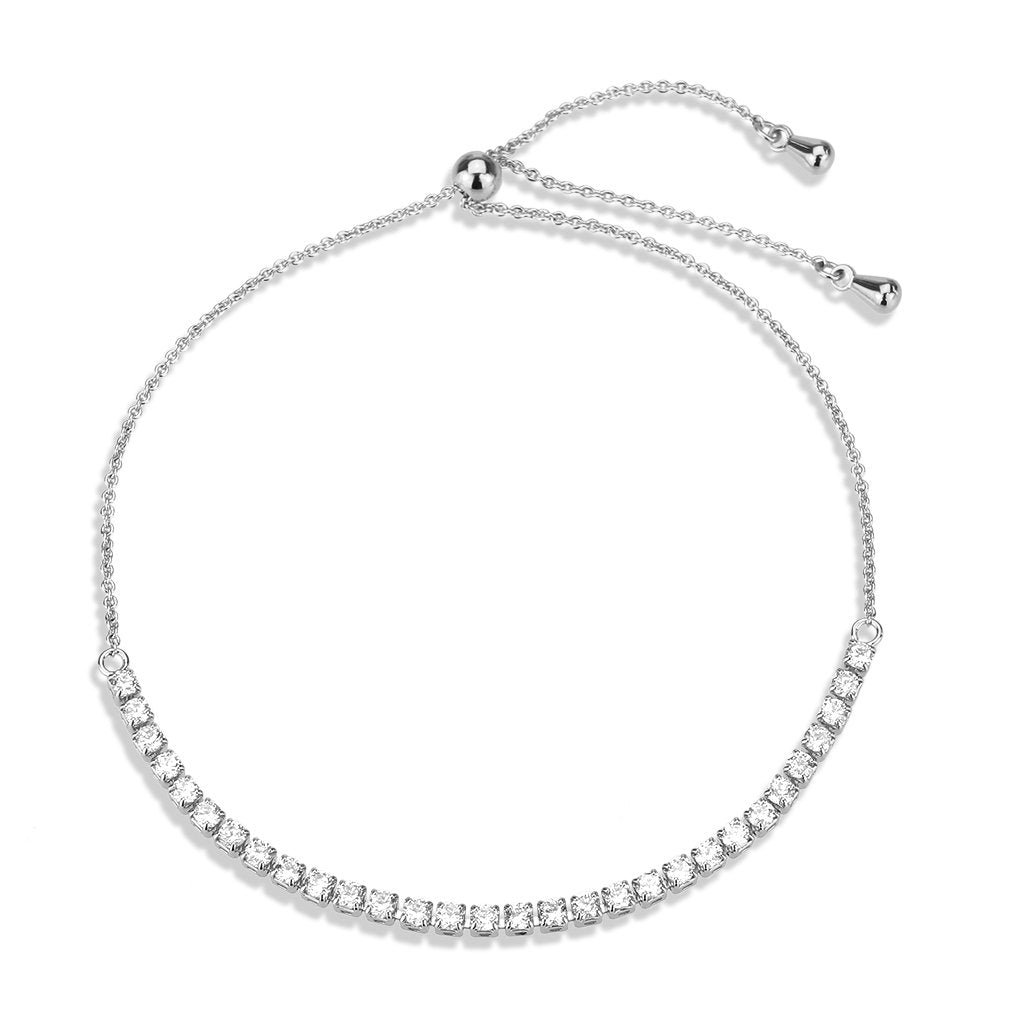 3W1640 - Rhodium Brass Bracelet with AAA Grade CZ in Clear LuxuryLifeWay Online Store