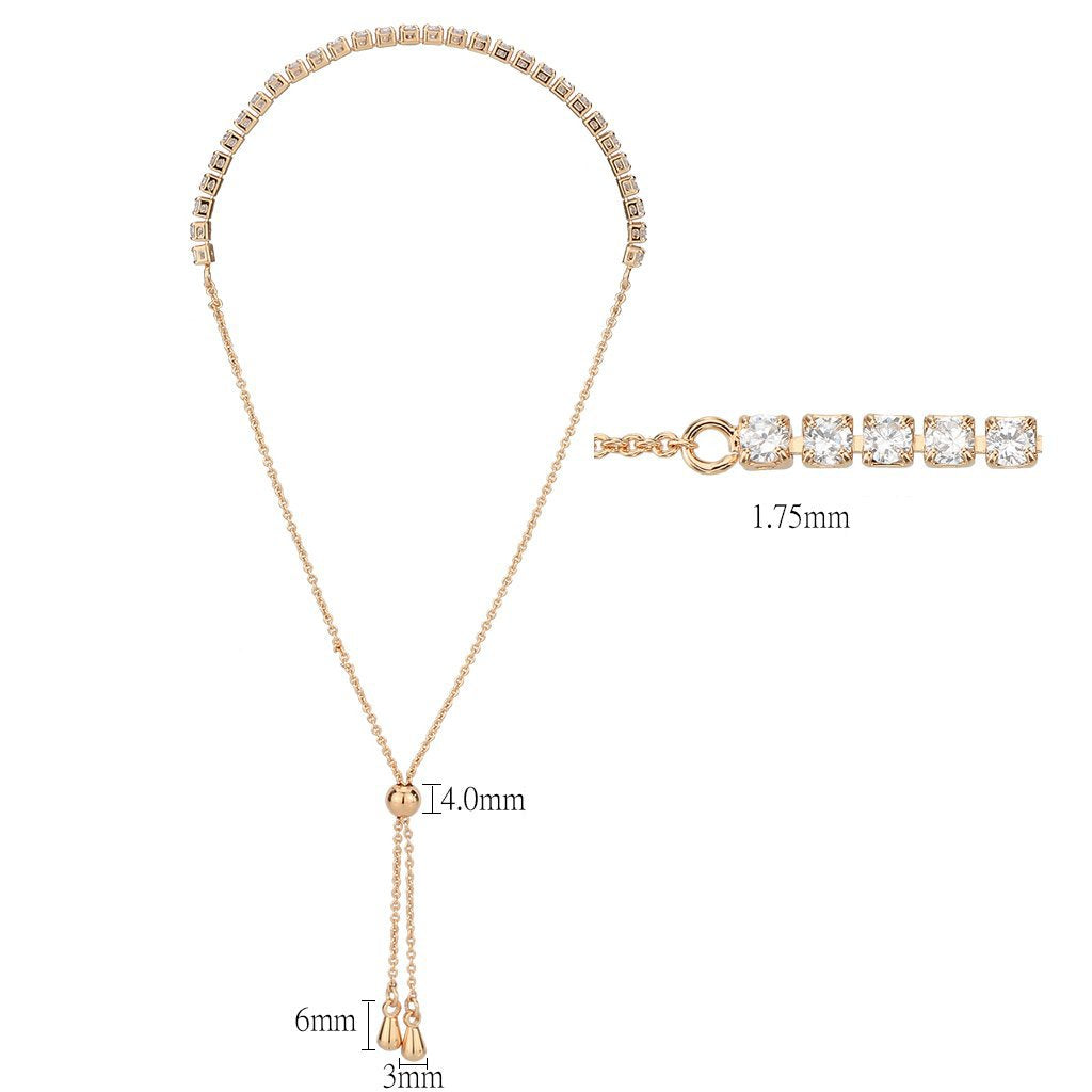3W1642 - Rose Gold Brass Bracelet with AAA Grade CZ in Clear LuxuryLifeWay Online Store