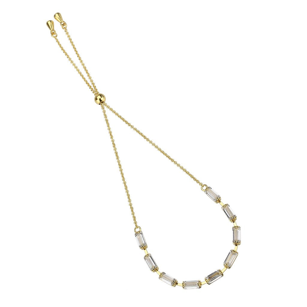 3W1656 - Gold Brass Bracelet with AAA Grade CZ in Clear LuxuryLifeWay Online Store