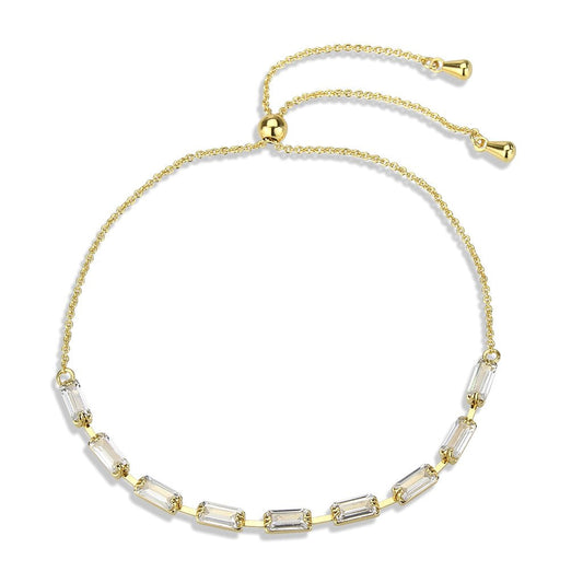 3W1656 - Gold Brass Bracelet with AAA Grade CZ in Clear LuxuryLifeWay Online Store
