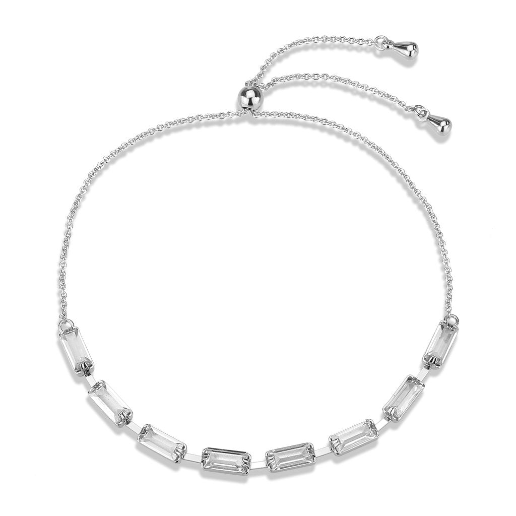 3W1658 - Rhodium Brass Bracelet with AAA Grade CZ in Clear LuxuryLifeWay Online Store