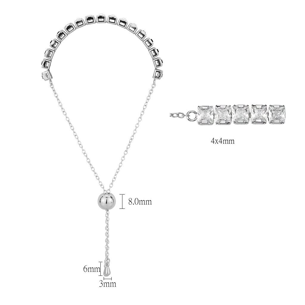 3W1670 - Rhodium Brass Bracelet with AAA Grade CZ in Clear LuxuryLifeWay Online Store
