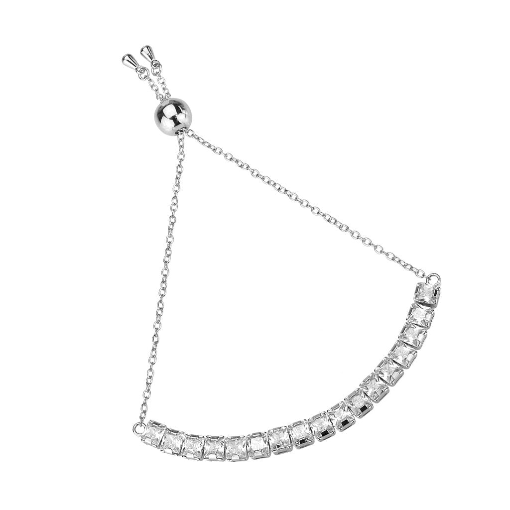 3W1670 - Rhodium Brass Bracelet with AAA Grade CZ in Clear LuxuryLifeWay Online Store