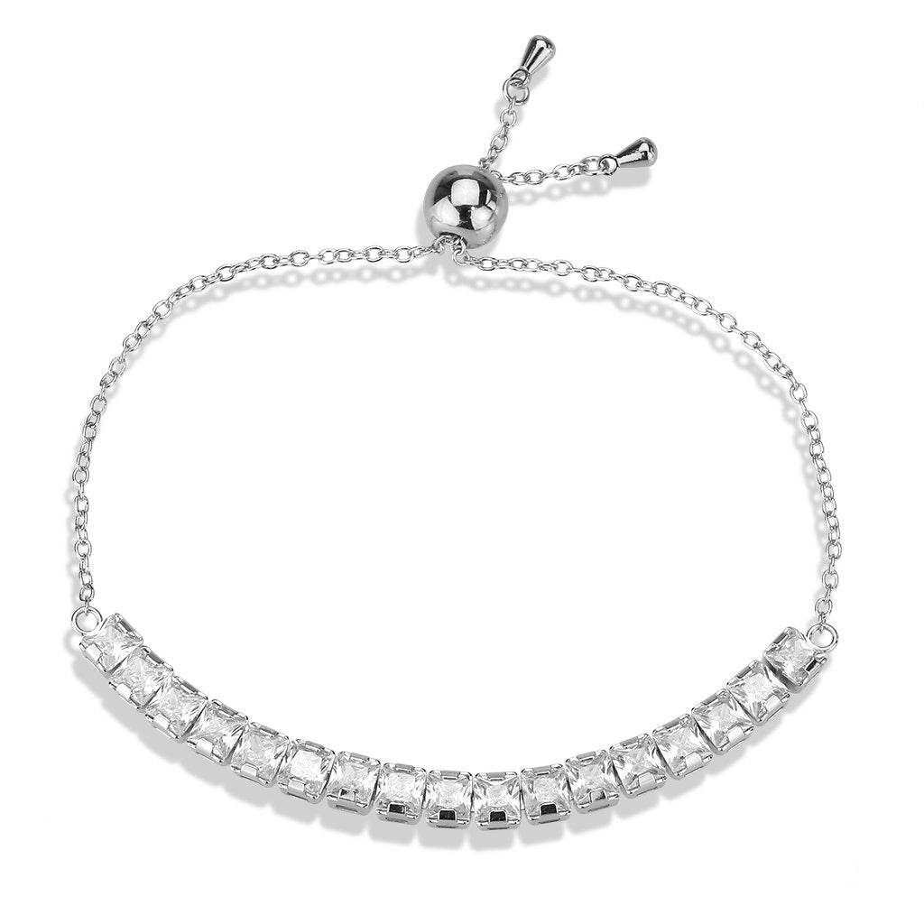 3W1670 - Rhodium Brass Bracelet with AAA Grade CZ in Clear LuxuryLifeWay Online Store