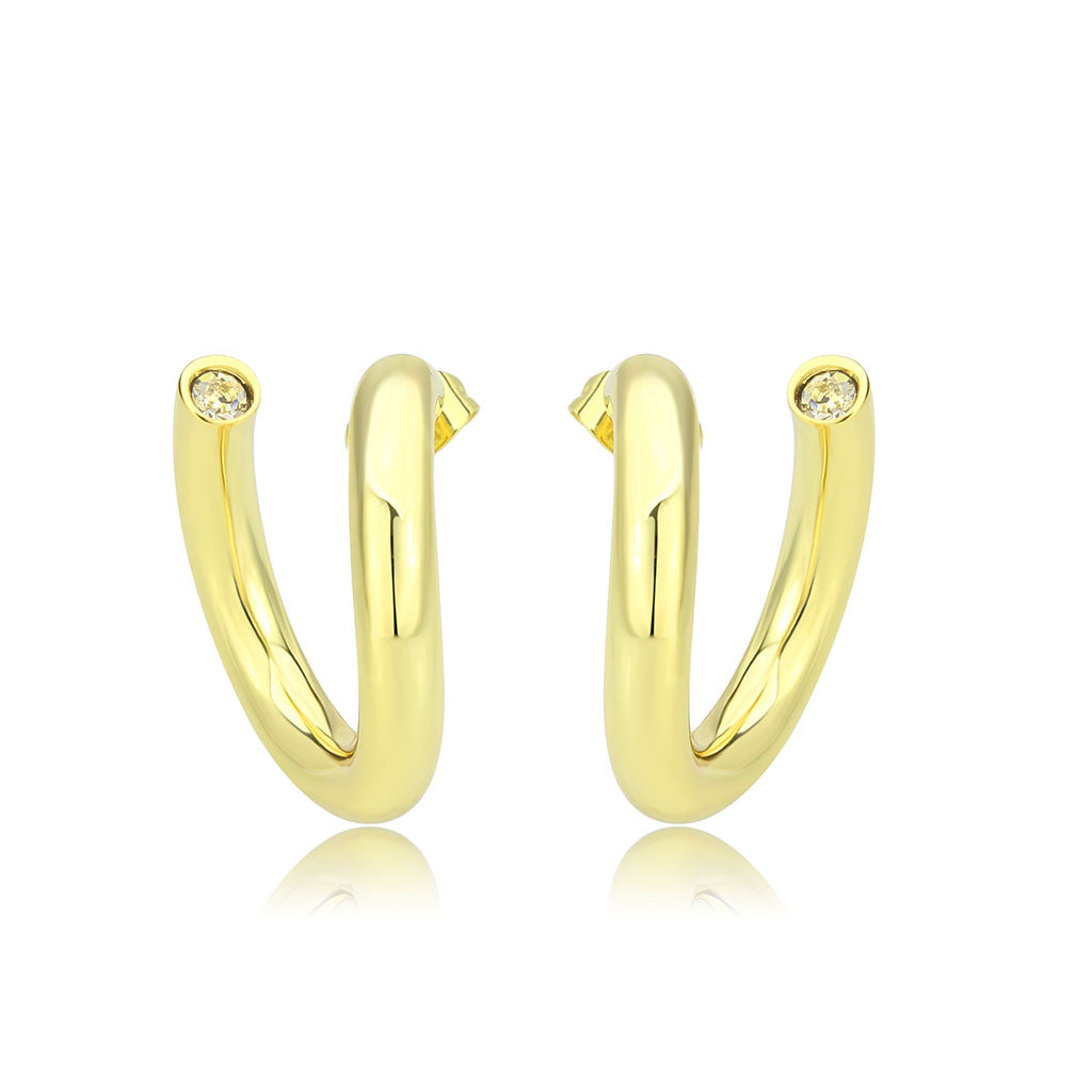 3W1742G - Flash Gold Brass Earring with NoStone in No Stone LuxuryLifeWay Online Store