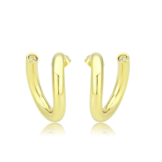 3W1742G - Flash Gold Brass Earring with NoStone in No Stone LuxuryLifeWay Online Store